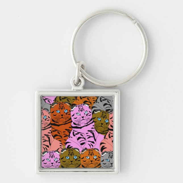 Cursed Pictures of Cats Animal Art Stupid Looking  Key Ring (Front)