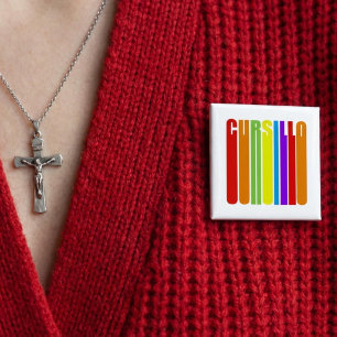 Cursillo Colourful Elongated Text Christian Faith 15 Cm Square Badge