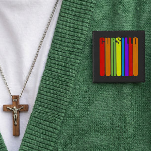 Cursillo Colourful Elongated Text Christian Faith 15 Cm Square Badge