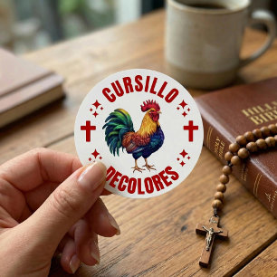 Cursillo Decolores Colorful Rooster with Crosses Classic Round Sticker
