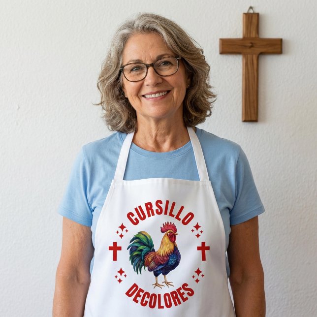 Cursillo Decolores Colourful Rooster with Crosses Apron (Creator Uploaded)
