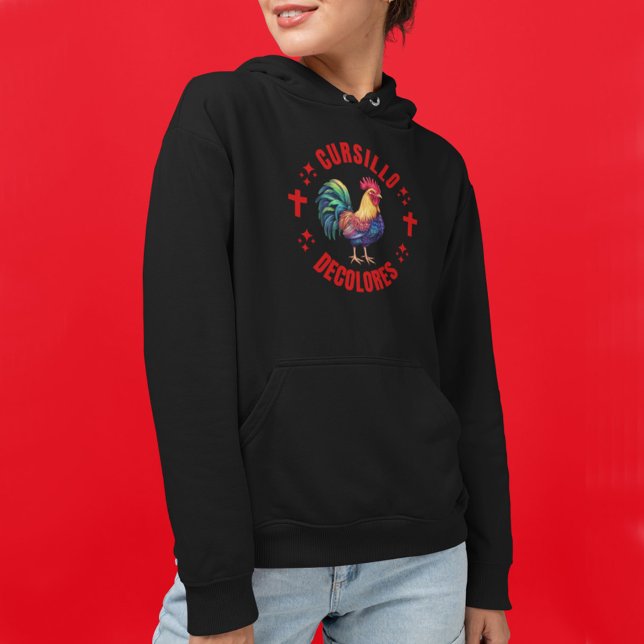 Cursillo Decolores Colourful Rooster with Crosses Hoodie (Creator Uploaded)