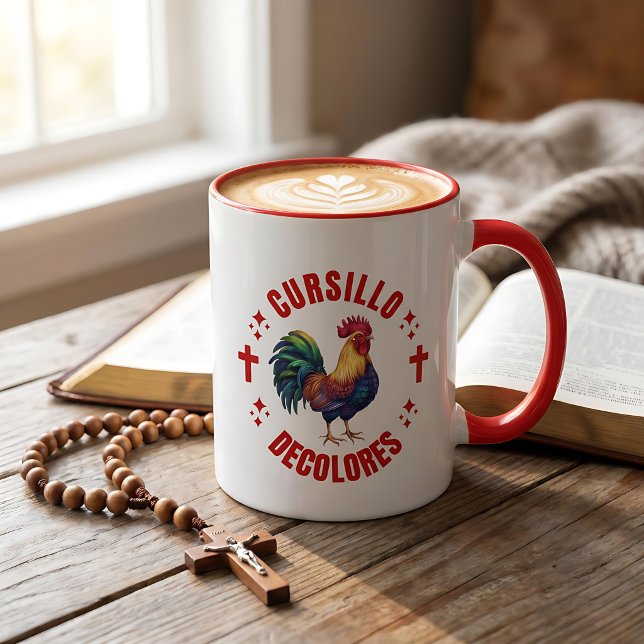 Cursillo Decolores Colourful Rooster with Crosses Mug (Creator Uploaded)