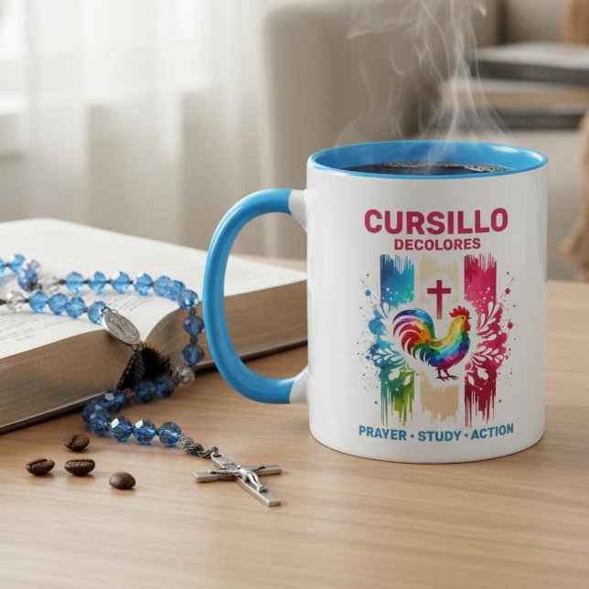 Cursillo DeColores Rooster & Cross Brush Strokes Mug (Creator Uploaded)