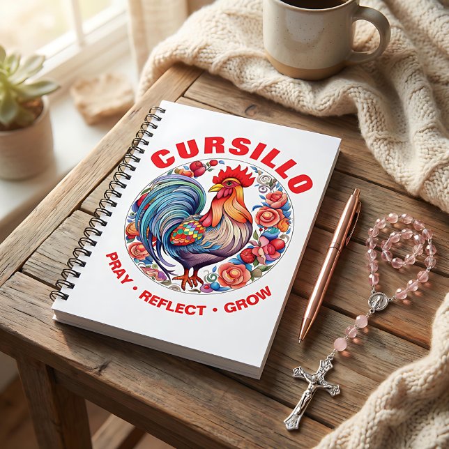 Cursillo Rooster with Roses Pray Reflect Grow Notebook (Creator Uploaded)