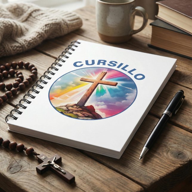 Cursillo Wood Cross With Rainbow and Clouds Notebook (Creator Uploaded)