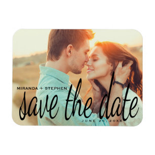 Cursive Chic Save the Date Wedding Photo Magnet