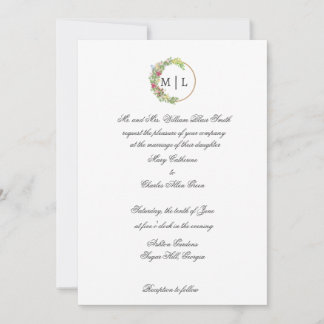 Cursive Elegance with a Floral Monogram Invitation