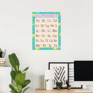 Cursive English Alphabet - Retro Pop Poster