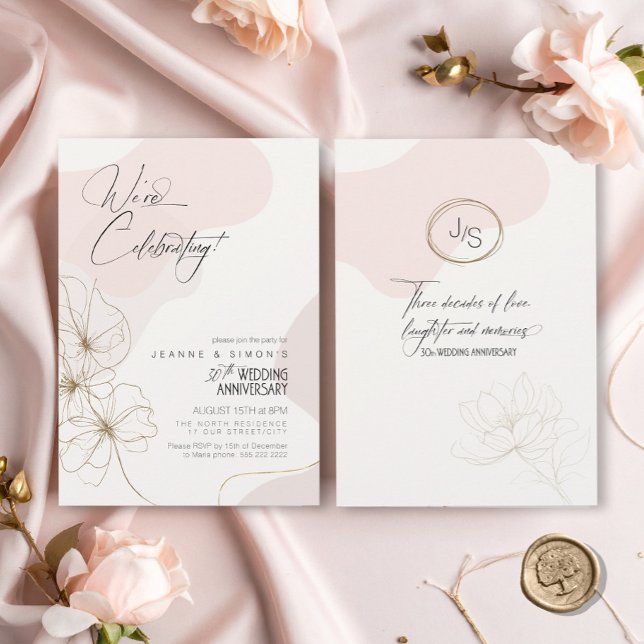 Cursive Floral 30th Anniversary Blush ID1168 Invitation (Creator Uploaded)