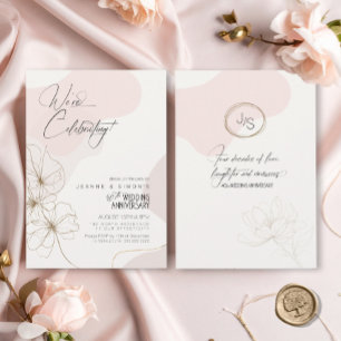 Cursive Floral 40th Anniversary Blush ID1168 Invitation