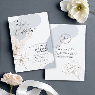 Cursive Floral 60th Anniversary Dusty Blue ID1168 Invitation