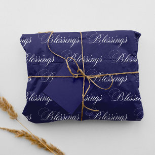 Cursive Font Blessings Royal Blue Tissue Paper