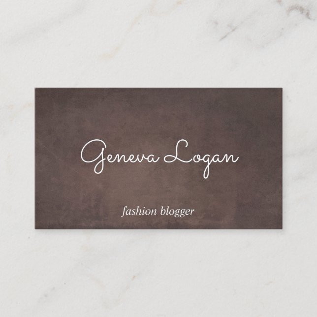 Cursive Font | Brown Texture Background Business Card (Front)