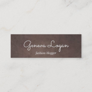 Cursive Font Brown Texture Background Mini Business Card