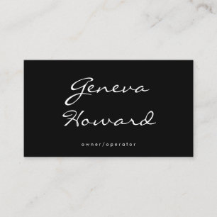 Cursive Font Minimalist Black Business Card