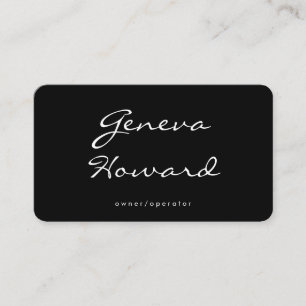 Cursive Font   Minimalist Black Business Card