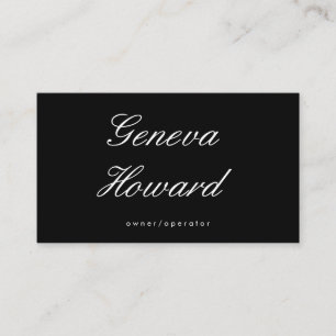 Cursive Font Minimalist Black Business Card