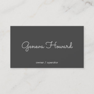 Cursive Font Minimalist Grey Business Card