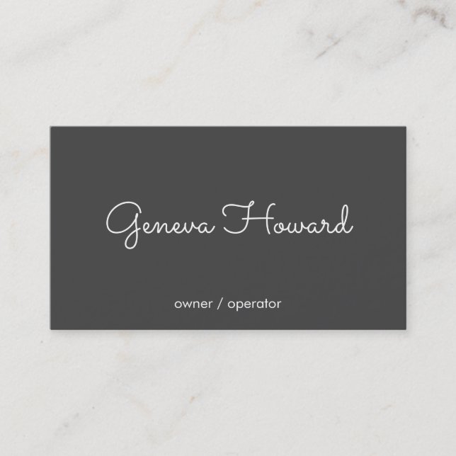Cursive Font | Minimalist Grey Business Card (Front)