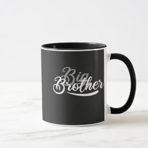 cursive grey white big brother design. mug