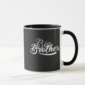 cursive grey white big brother design. mug