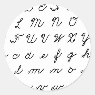 cursive handwriting chart classic round sticker