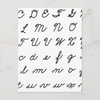 cursive handwriting chart postcard