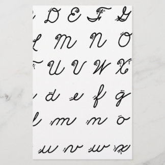 cursive handwriting chart stationery