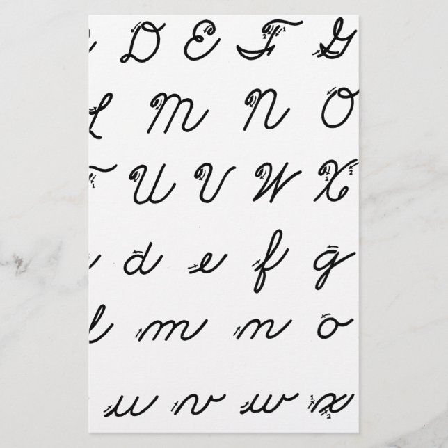 cursive handwriting chart stationery (Front)