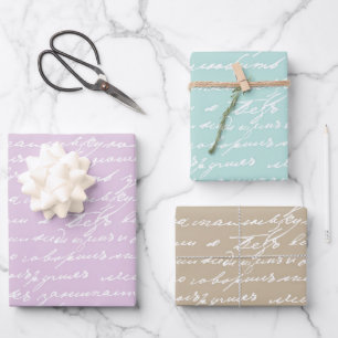 Cursive Handwriting Writer Author Book Lover Sweet Wrapping Paper Sheet