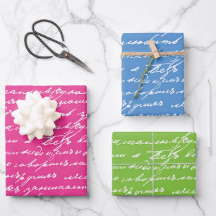 Cursive Handwriting Writer Author Books Colourful Wrapping Paper Sheet