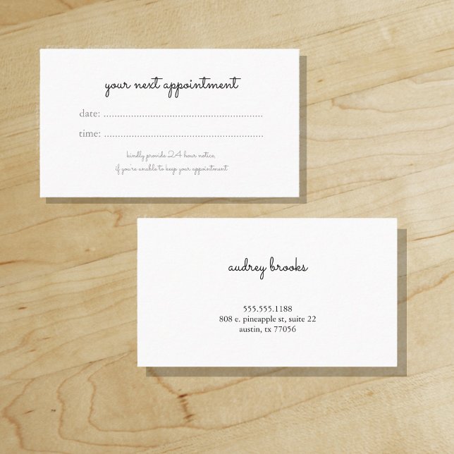 cursive | handwriting | your next appointment card ("Everyday is abundantly beautiful." 
Sincerely Best Wishes from Lucky Design World)