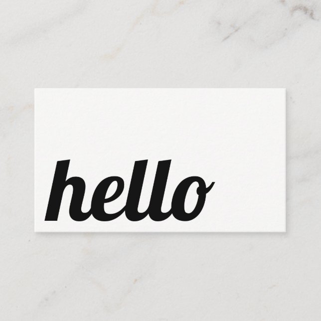 Cursive Hello | Modern Font Business Card (Front)