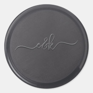 Cursive Initial Black Wax Seal Sticker