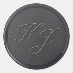 Cursive Initial Black Wax Seal Sticker
