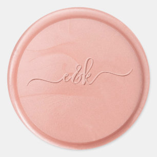 Cursive Initial Rose Wax Seal Sticker