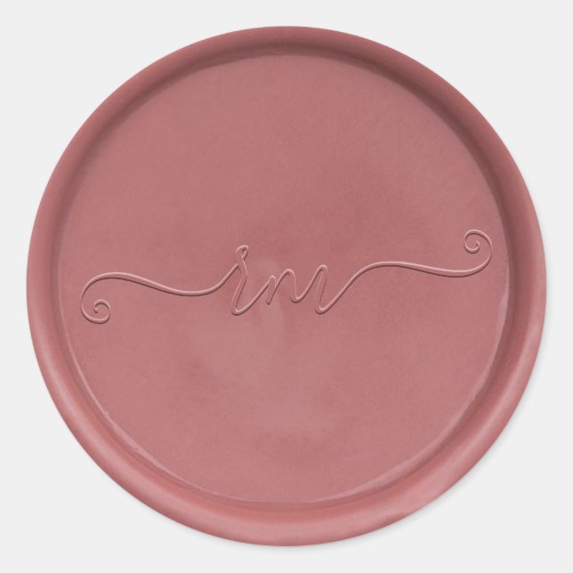 Cursive Initial Vintage Rose Wax Seal Sticker (Front)