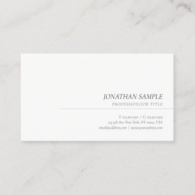 Cursive Italic Font Minimalist Modern Template Business Card (Front)