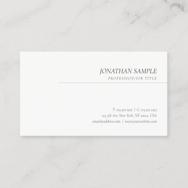 Cursive Italic Font Modern Professional Simple Business Card (Front)