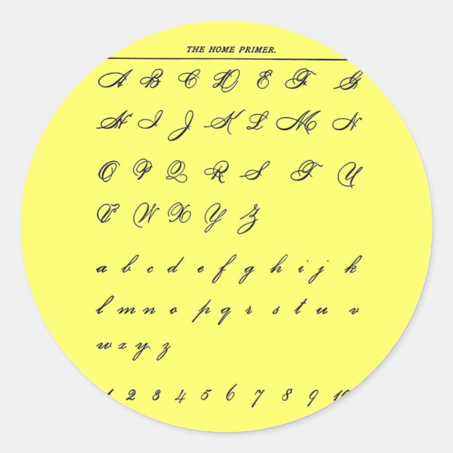 Cursive Letters Classic Round Sticker (Front)