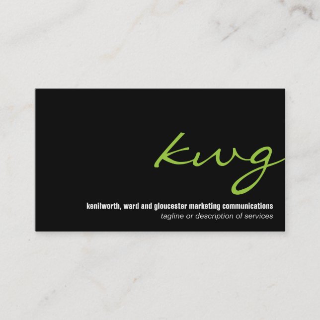 Cursive Lime Monogram Business Card (Front)