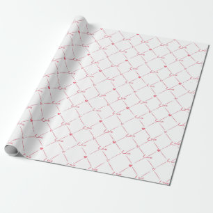 Cursive "love" with small hearts wrapping paper