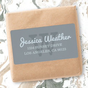 Cursive Name Monogrammed Return Address