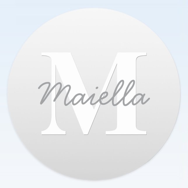 Cursive Name or other Text w/Monogram | Gradient  Classic Round Sticker (Creator Uploaded)