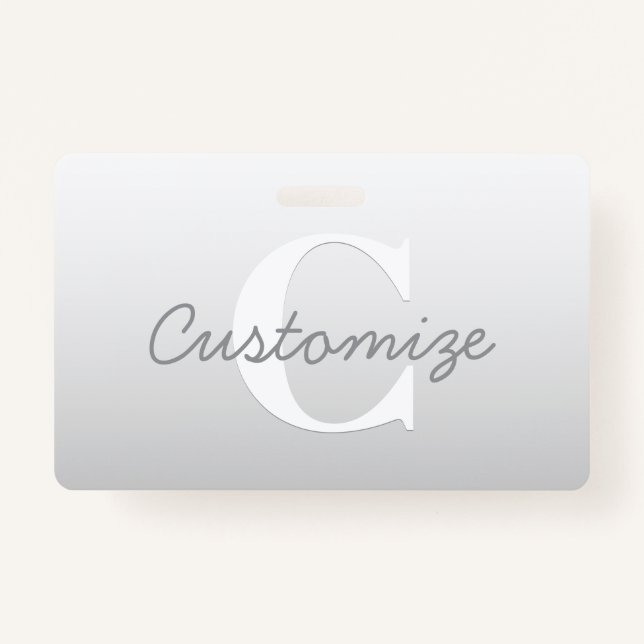 Cursive Name or other Text w/Monogram | Gradient  ID Badge (Front)