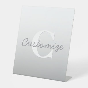 Cursive Name or other Text w/Monogram Gradient Pedestal Sign