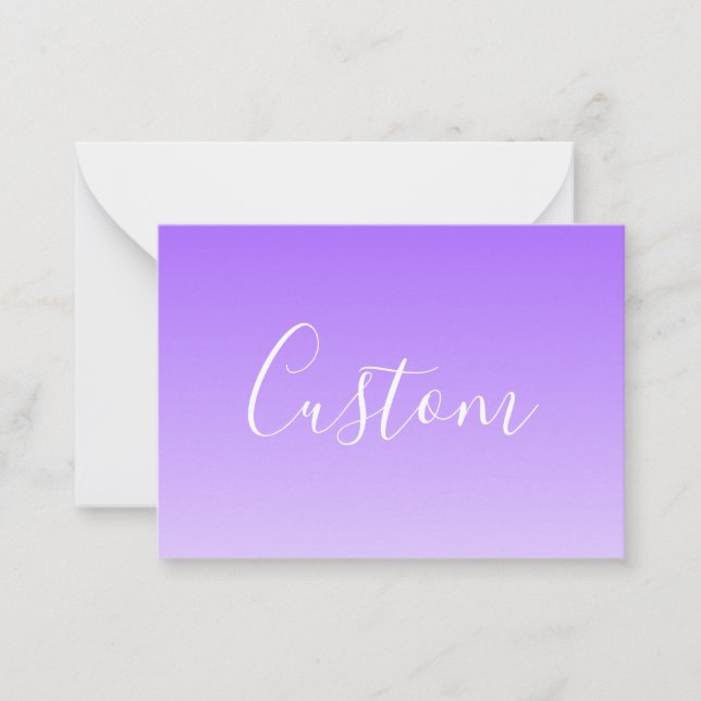 Cursive Script Name & Editable Light Purple Ombre  Card (Front)