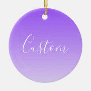Cursive Script Name & Editable Light Purple Ombre  Ceramic Ornament