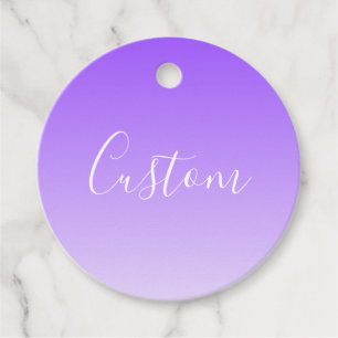 Cursive Script Name & Editable Light Purple Ombre  Favour Tags